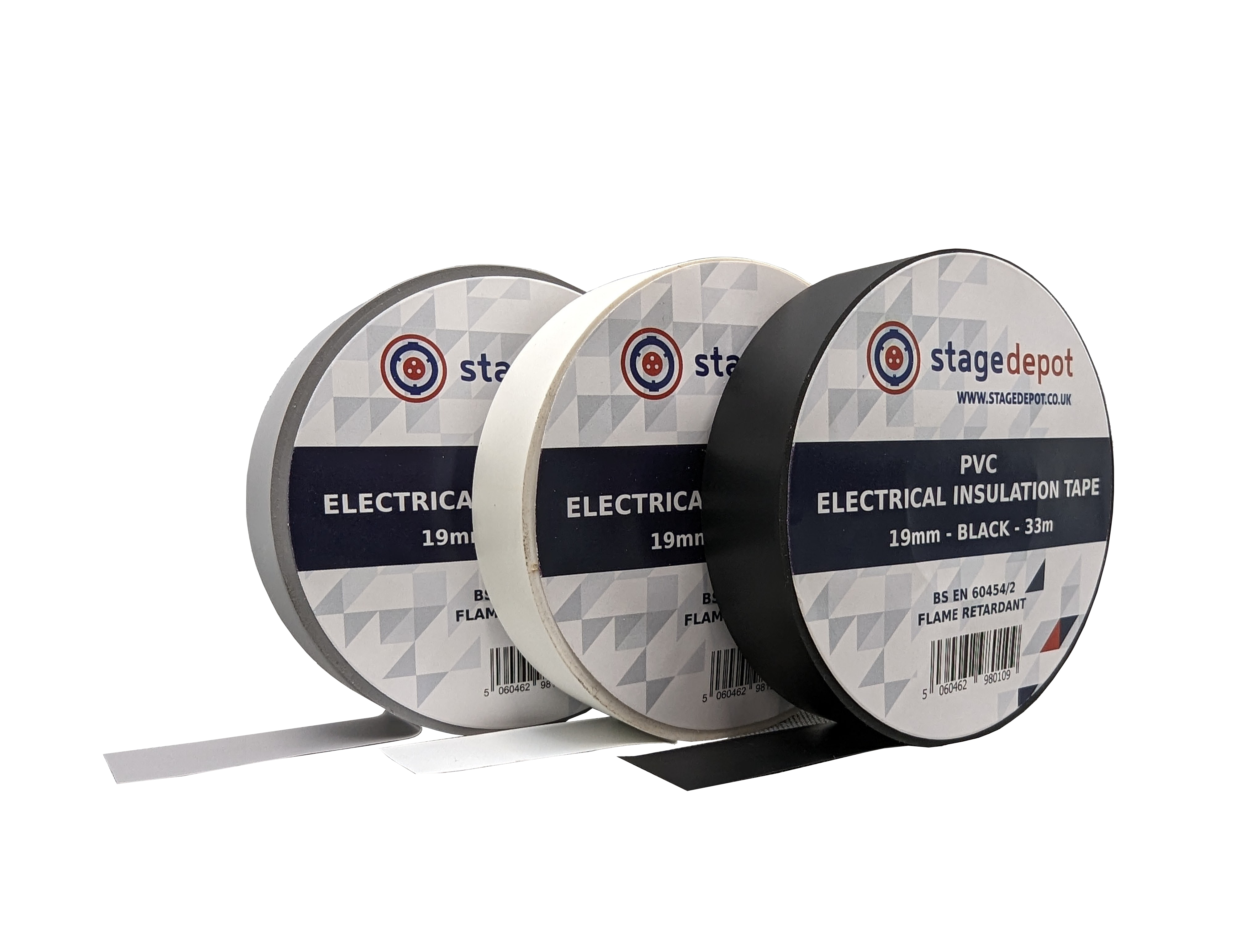 All 3 Stage Depot PVC tapes next to each other